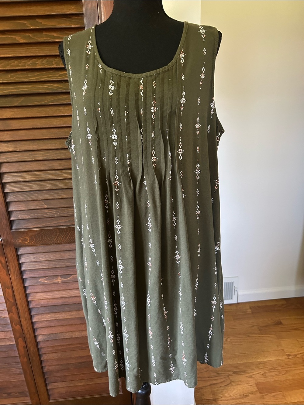 Sonoma Olive Green Mini Dress with Subtle Print